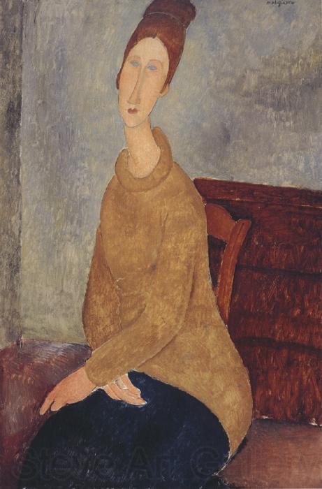 Amedeo Modigliani Jeanne Hebuterne with Yellow Sweater (mk39) Norge oil painting art